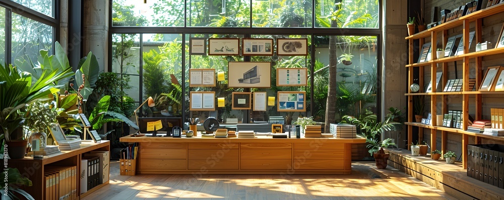 Minimalist Office Desk with Orderly Stationery and Nature Accents for Productive Work