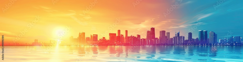 Abstract Summer Skyline Background. With Copy Space, Abstract Background