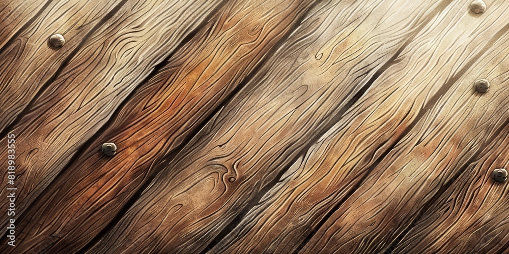 Close Up of Wooden Surface With Nails. Generative AI Close Up of Wooden Surface With Nails. Generative AI