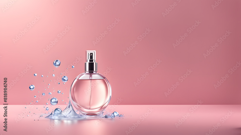 a bottle of perfume with water splashing on it a bottle of perfume with water splashing on it