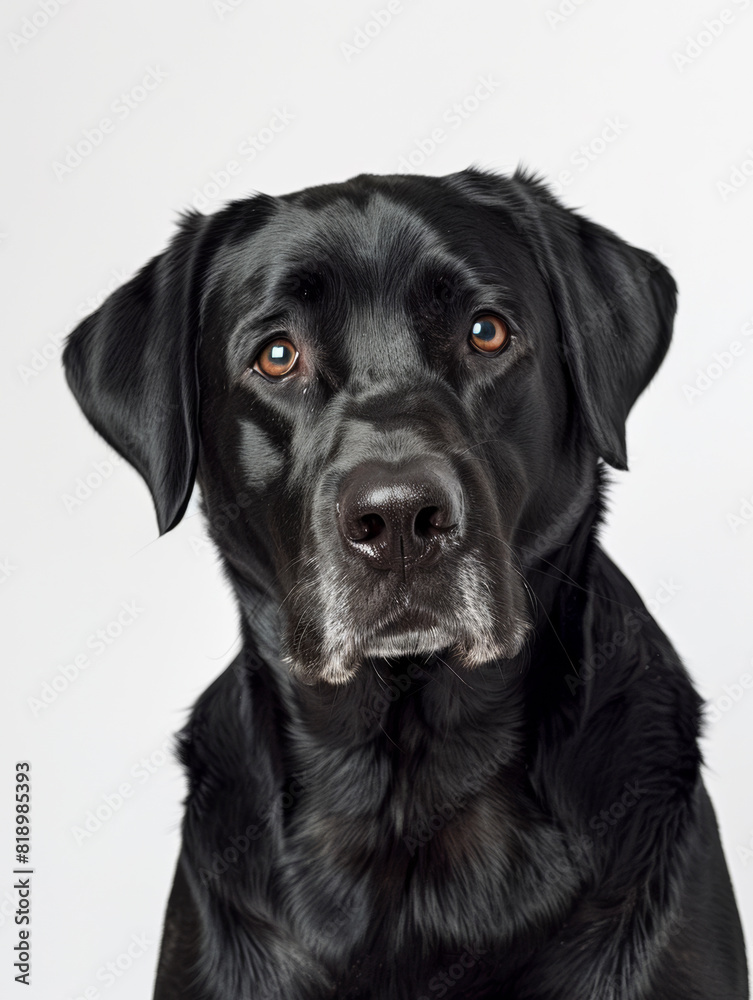 Elegant Black Labrador in Studio Shot. Elegant Black Labrador in Studio Shot.