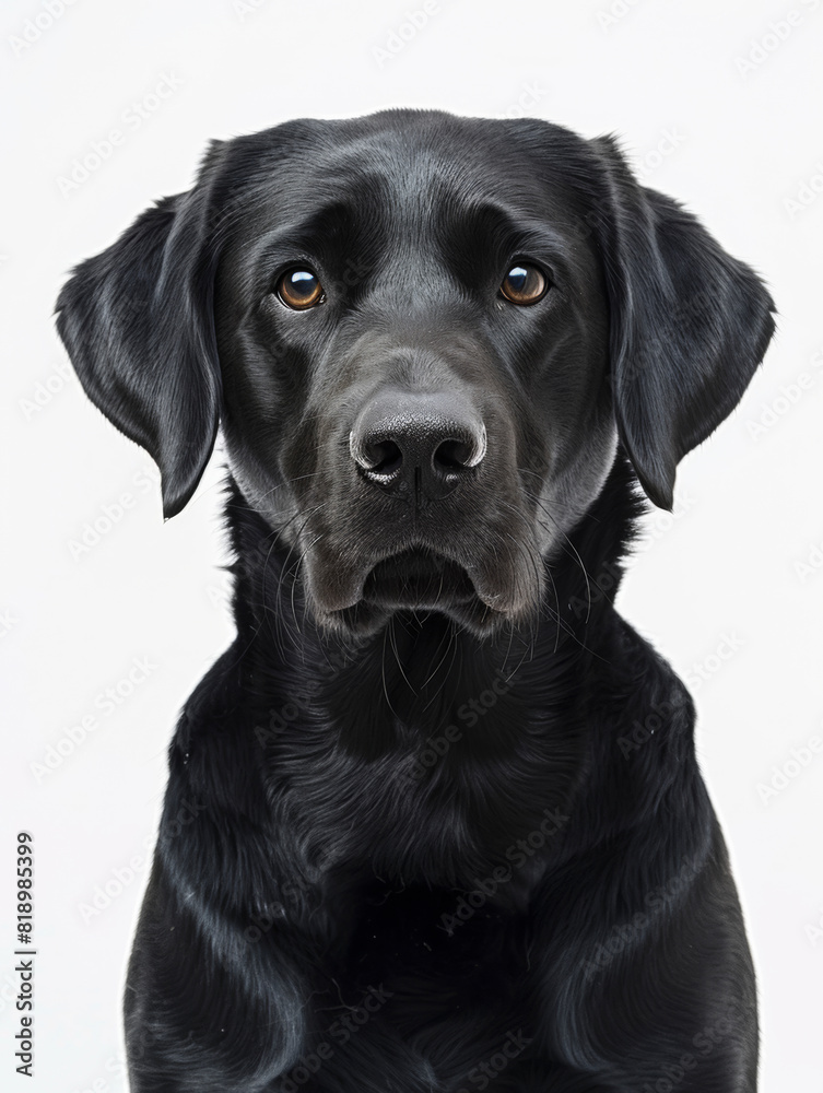Portrait of a Black Labrador Retriever Facing Forward.