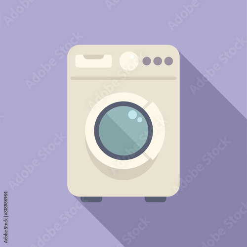 Modern flat design icon of a laundry washing machine with a simple, clean look