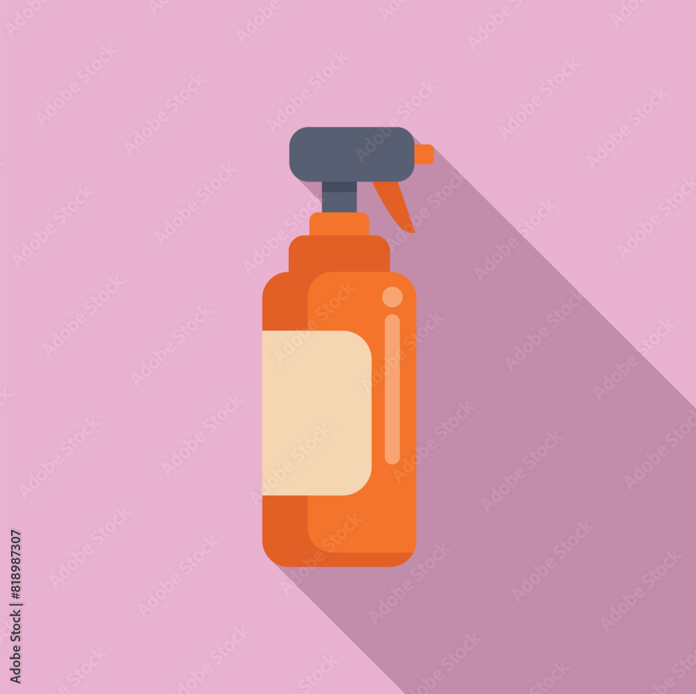 Vector illustration of a stylized spray bottle with blank label on a pink background