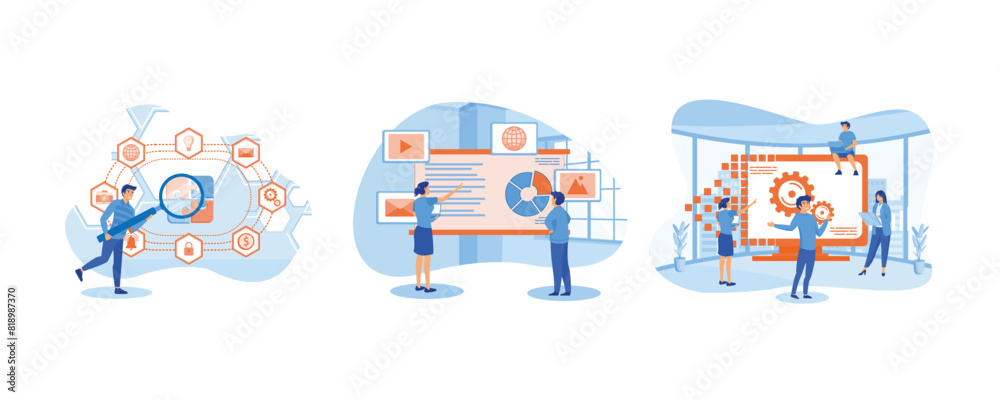 Digital Transformation concept. Digital Transformation for web banner, infographics, mobile. Digital transformation and email campaign. Set flat vector modern illustration