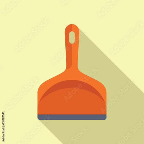 Flat design vector illustration of an orange dustpan with shadow, perfect for cleaning concepts