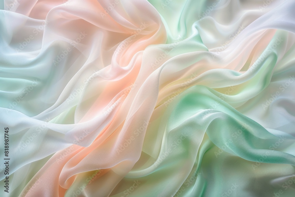 Elegant Pastel Silk Fabric Texture in Soft Light - A Close-up View of Luxurious Smooth Silk