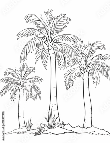 Palm Tree coloring page  Summer vacation conception