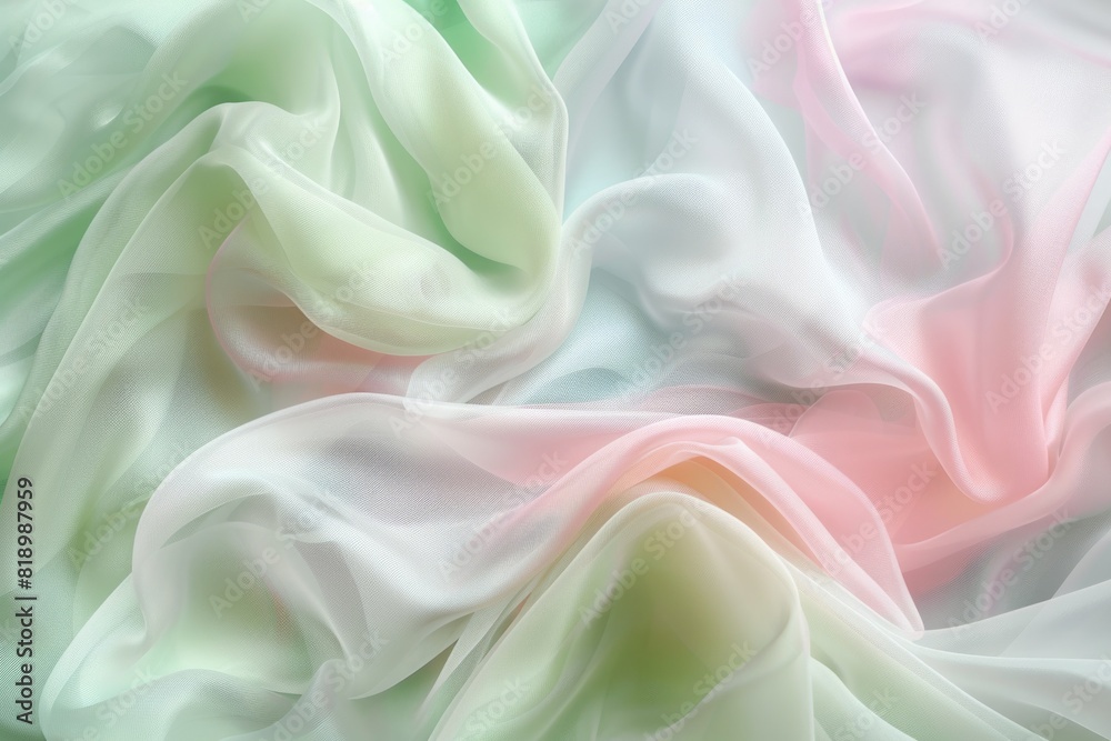 Obraz premium Elegant Pastel Fabric Waves - Soft, Flowing Textile Background in Multi-Color Gradient