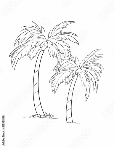 Palm Tree coloring page, Summer vacation conception