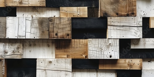 Wall Constructed of Wooden Planks. Generative AI photo