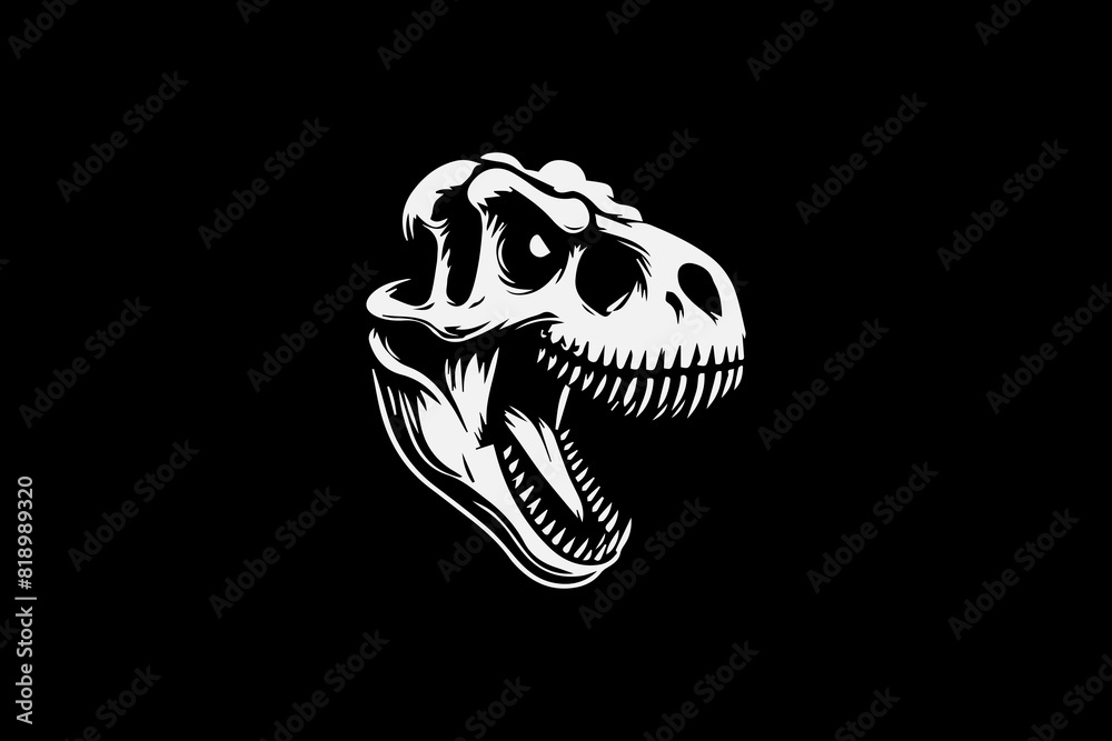 Fototapeta premium skeleton dinosour head vector design