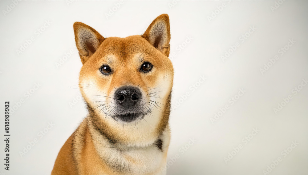 Shiba Inu dog - Canis lupus familiaris - is a breed of hunting dog from Japan. A small to medium breed, smallest of the six original breed of dogs native to Japan. isolated on white background