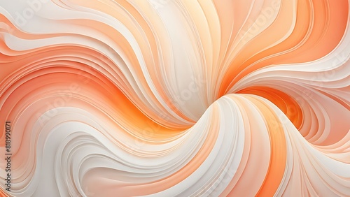 Liquid color background design. Fluid gradient composition. 3D waves in cream, orange and peach colors. Creative illustration in psychedelic style