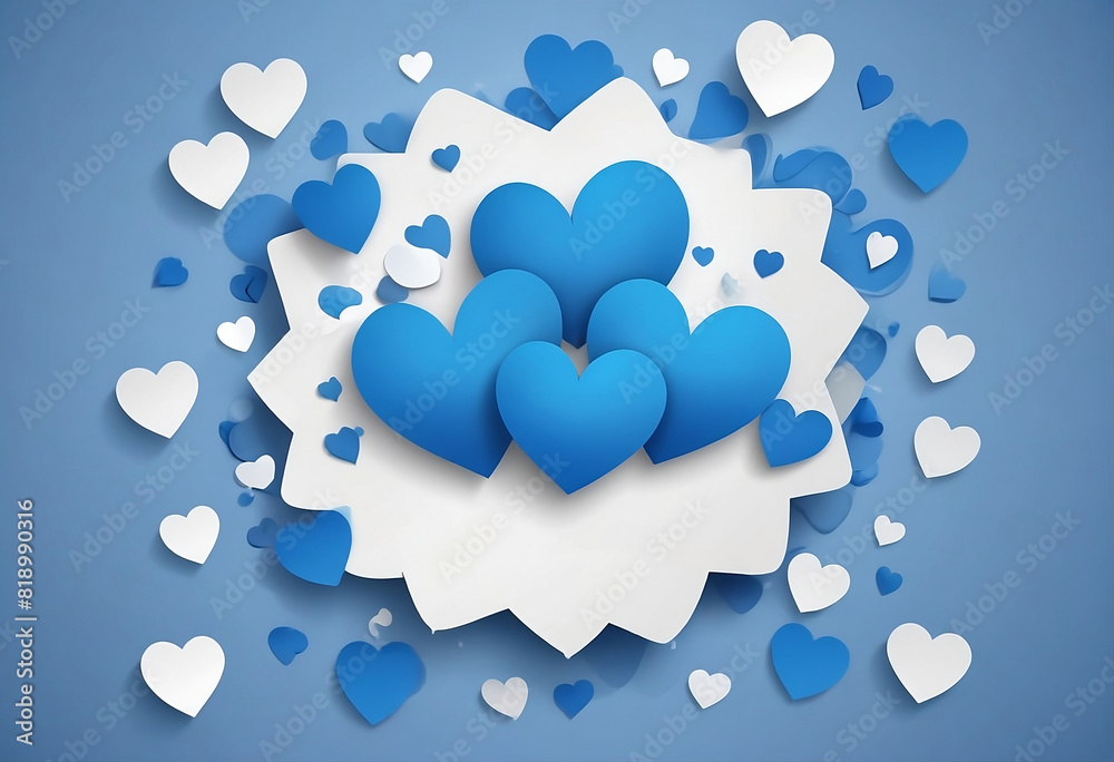blue hearts background ,vector illustrator,  3d art created with generative ai