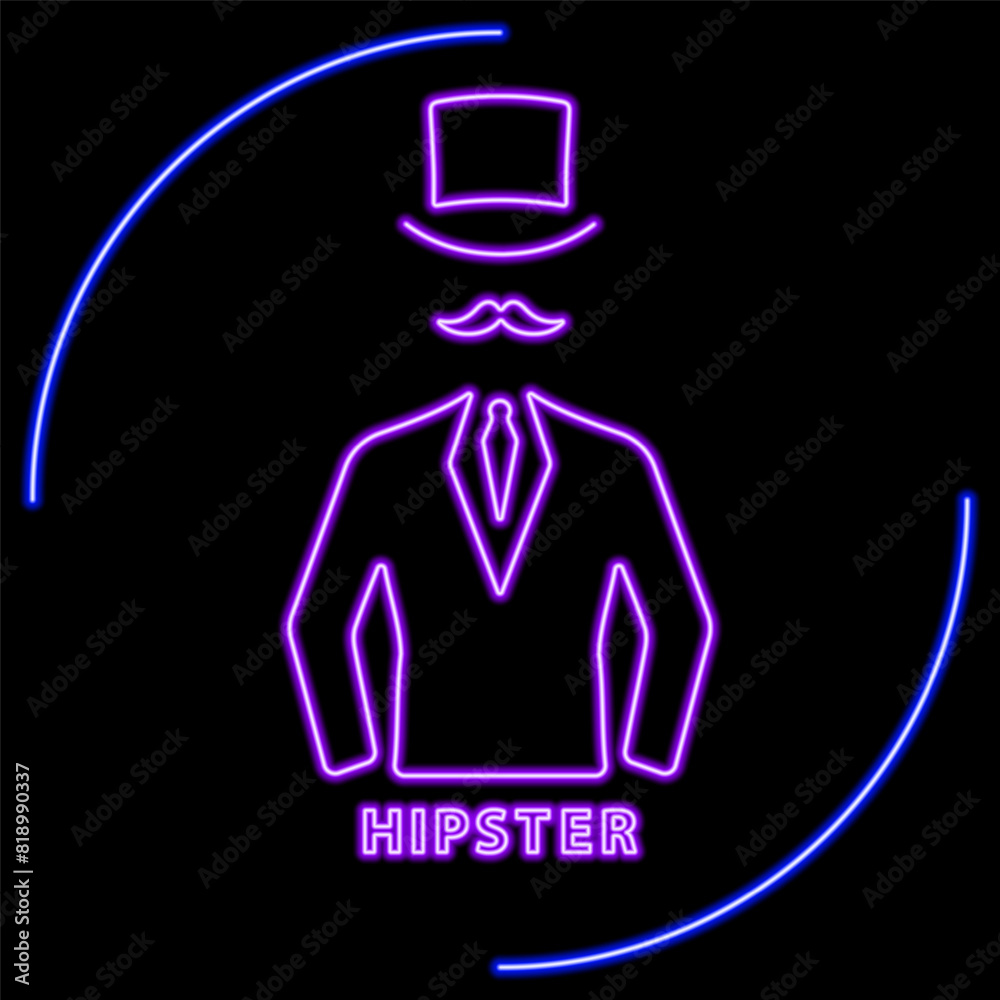 hipster neon sign, modern glowing banner design, colorful modern design trend on black background. Vector illustration. hipster neon sign, modern glowing banner design, colorful modern design trend on black background. Vector illustration.