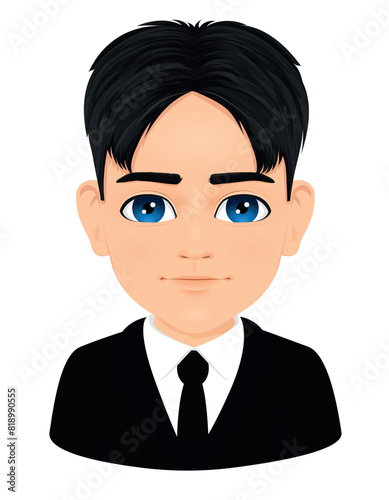 Portrait of a young student with his hair parted into two