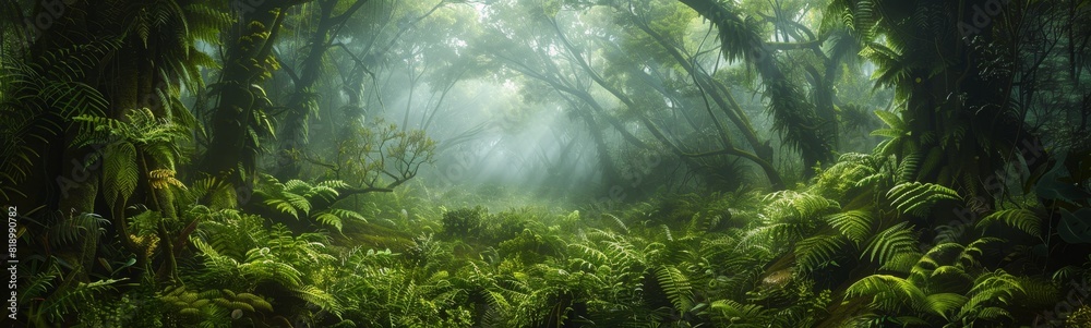 Obraz premium Forest with many trees and plants in it