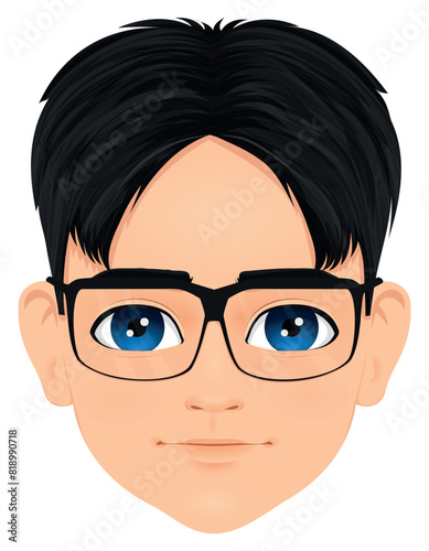 head of a combed young boy with his hair parted and wearing glasses