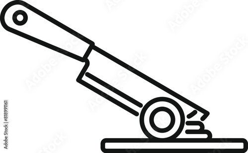 Simple line drawing of a chef's knife and a sectioned onion, ideal for culinary designs