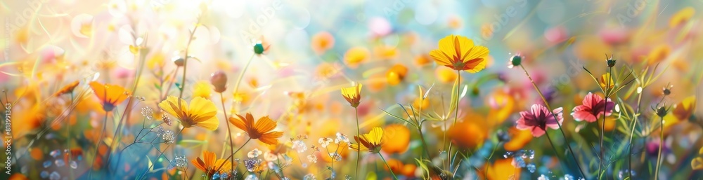 Abstract Summer Flower Field Background. With Copy Space, Abstract Background