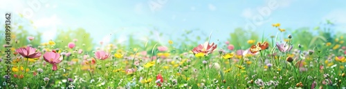 Abstract Summer Flower Field Background. With Copy Space, Abstract Background