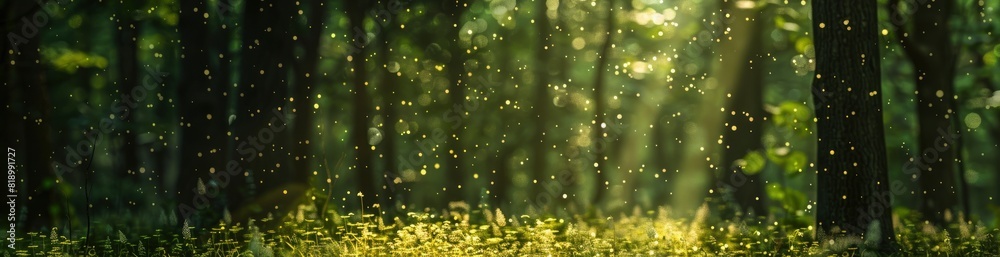 Abstract Summer Forest Light Patterns. With Copy Space, Abstract Background Abstract Summer Forest Light Patterns. With Copy Space, Abstract Background