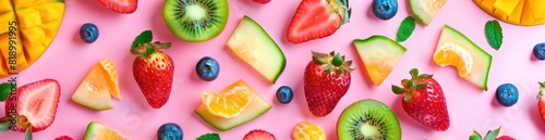 Abstract Summer Fruit Salad Pattern. With Copy Space  Abstract Background