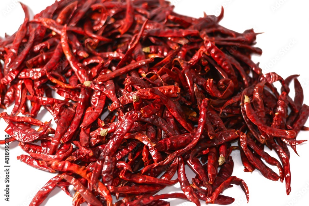 Fototapeta premium Pictures of Chilies in white background with isolated concept.