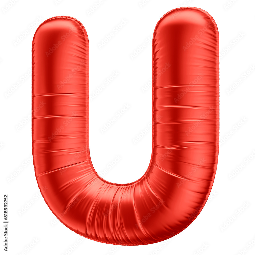 3D Alphabet Letter U in Red Balloon Shape with Transparent Background 3D Alphabet Letter U in Red Balloon Shape with Transparent Background