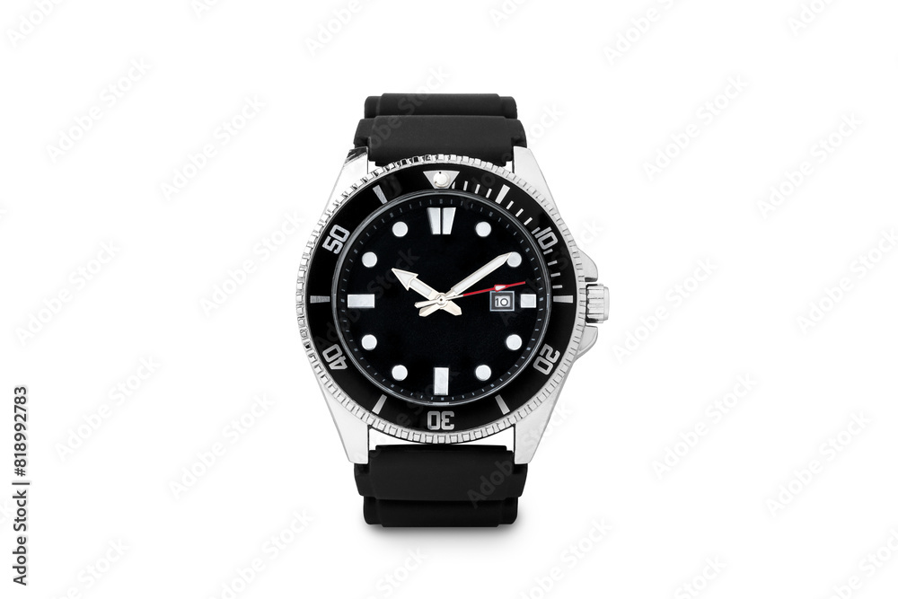 Luxury watch isolated on white background. With clipping path for artwork or design. black Luxury watch isolated on white background. With clipping path for artwork or design. black