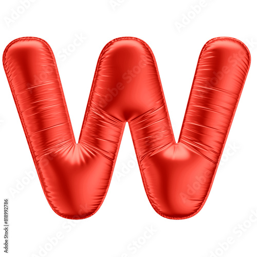 3D Alphabet Letter W in Red Balloon Shape with Transparent Background © AssetsStock
