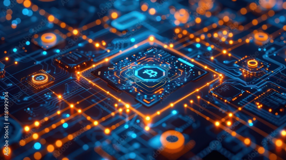 Fototapeta premium cryptocurrency on digital screen