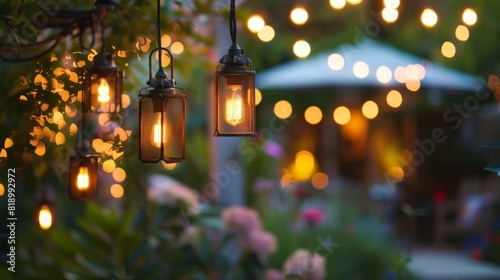 Experiment with decorative lighting features, such as string lights, lanterns, or illuminated planters. --ar 16:9 Job ID: 134a36a5-9d4b-4ef4-b098-c38a2dfe62af