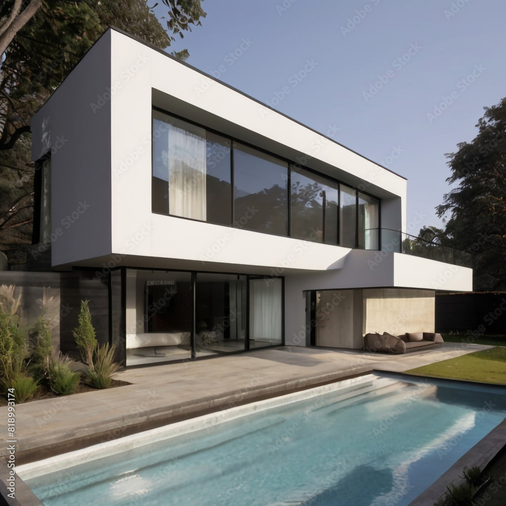 A modern kitchen with sleek white cabinets A modern kitchen with sleek white cabinets
