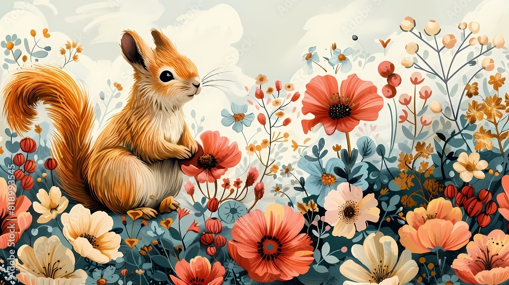 Sprinkle of Nature: The Tale of a Squirrel in Bloom Sprinkle of Nature: The Tale of a Squirrel in Bloom