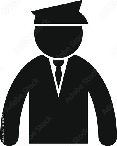 Simplistic black icon depicting a law enforcement officer with a police hat