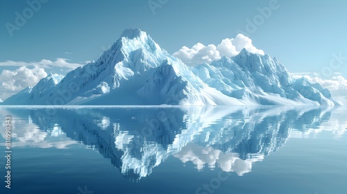 Majestic Icy Peaks Mirrored in Serene Alpine Lake © sathon