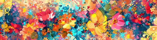 Abstract Patterns Of Summer Blooming Gardens. With Copy Space, Abstract Background