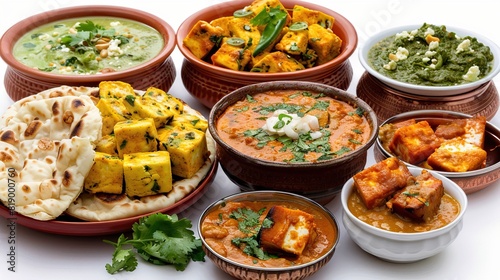 Mutter paneer transparent collection set indian food png no background for decoration. 