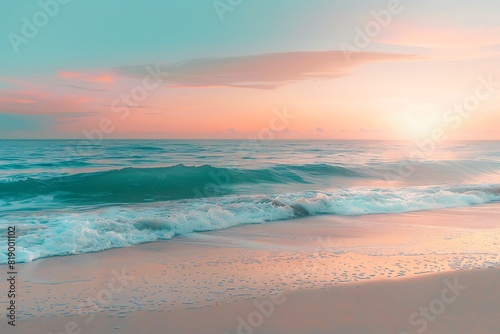 Tranquil Sunset Beach: Golden Sand, Colorful Sky, Vacation Paradise © SprintZz