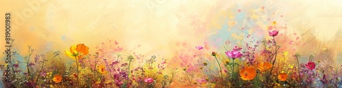Abstract Depiction Of Summer Flower Fields. With Copy Space  Abstract Background