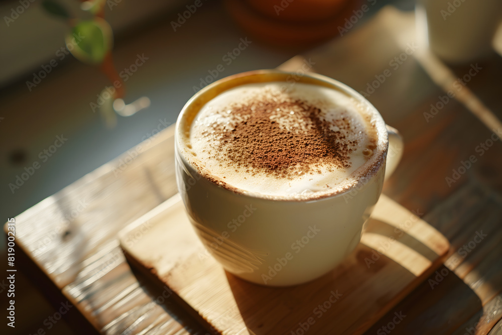 Cinematic, Serene Morning Cappuccino with Cocoa Dusting Cinematic, Serene Morning Cappuccino with Cocoa Dusting