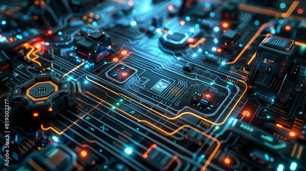 Futuristic circuitry with a science fiction aesthetic Futuristic circuitry with a science fiction aesthetic