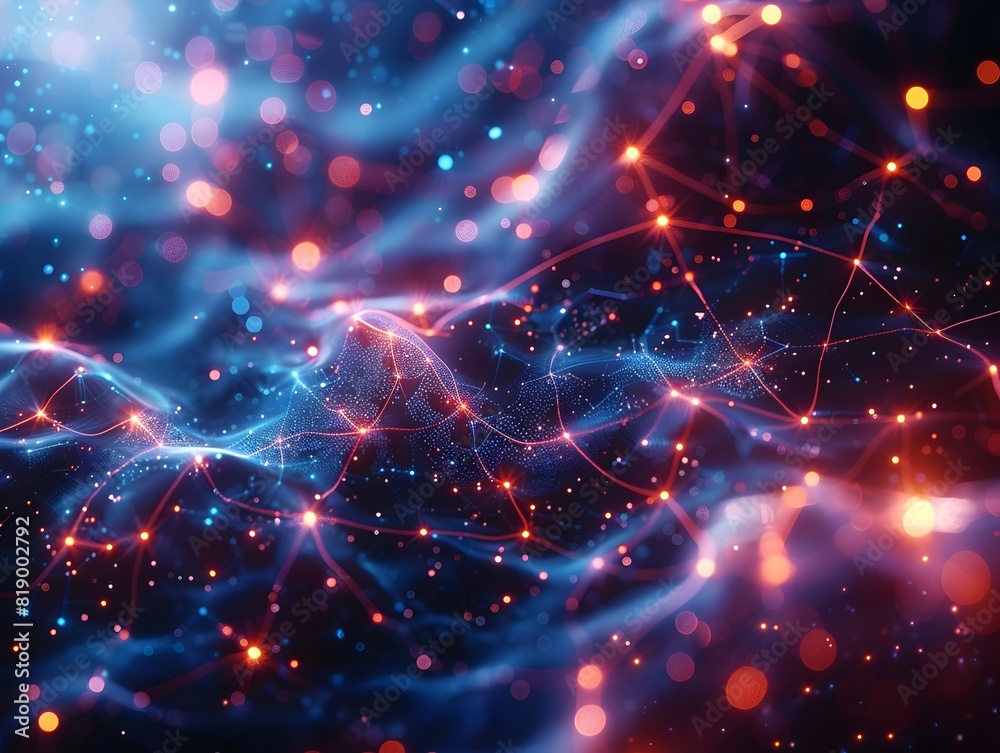 Fototapeta premium Nodes Connecting in a Cosmic Network Symbolizing Blockchain's Global Reach