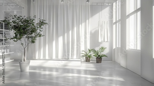 radiant white silk and subtle shadows elegant modern fashion studio interior 3d rendering