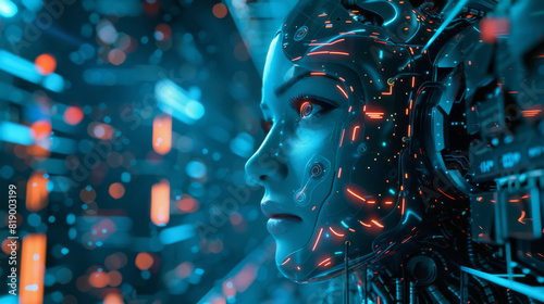 Female android connected to a data network photo