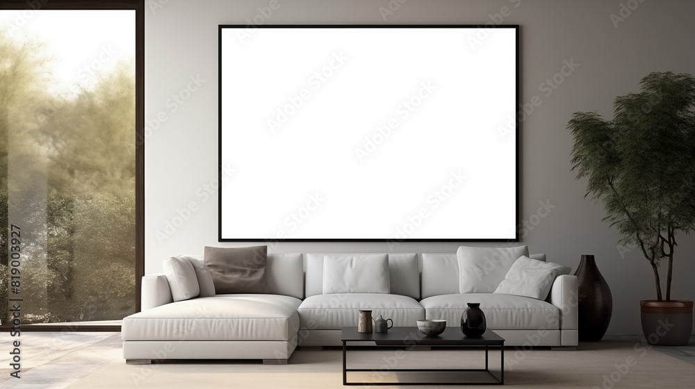 Bright Living Room with Large Window and White Sofa Bright Living Room with Large Window and White Sofa