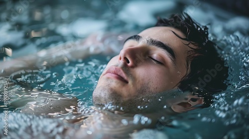 rejuvenating icy plunge relaxed person enjoys cold water therapy wellness photography