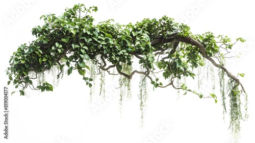 whimsical beauty of a Weeping Fig tree  its cascading branches creating an ethereal atmosphere against a white background.
